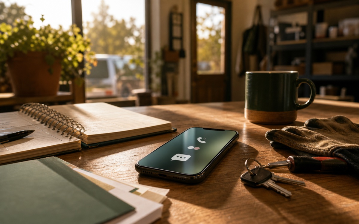 Phone with missed calls and a small business follow-up checklist